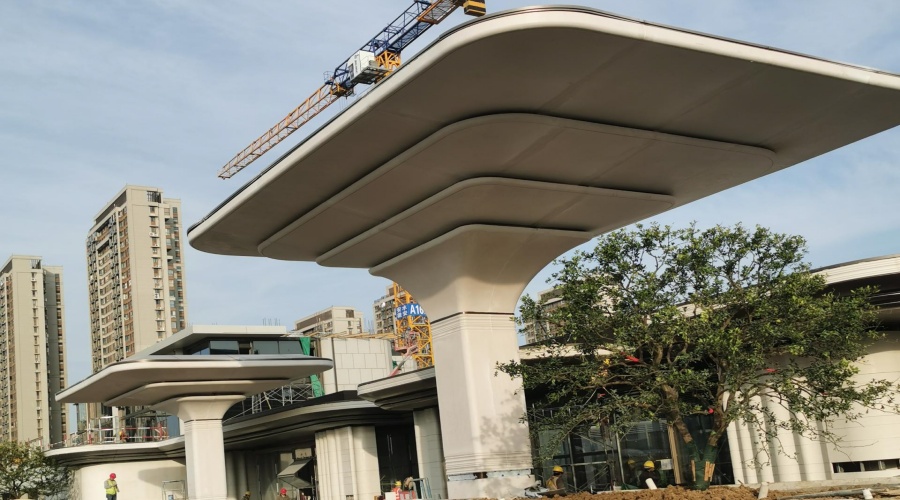 合肥華蓋售樓部UHPC柱子造型安裝落地